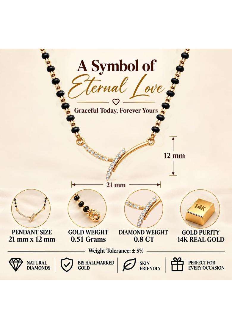 Dishis 22K 18K 14K Yellow Gold Mangalsutra Pendant BIS Hallmarked - Indya