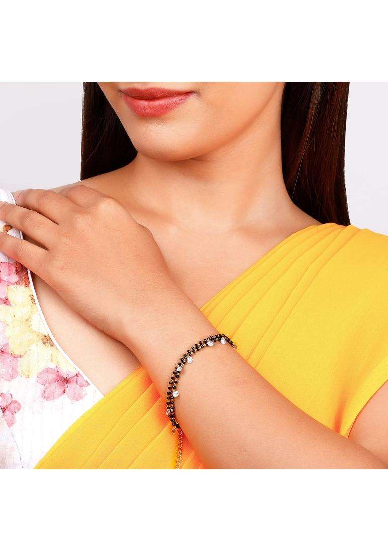 GIVA 925 Silver 18K Gold Plated Rose Gold Mangalsutra Bracelet for Women - Indya