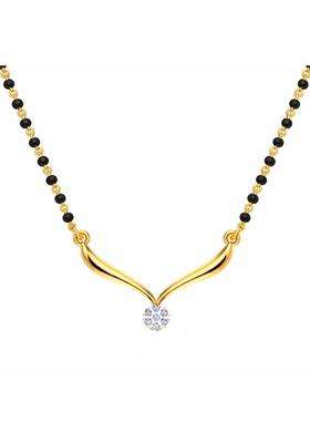 Dishis 14K 18K BIS Hallmarked Certified Yellow Gold Diamond Mangalsutra Pendant for Women Gift for Wife