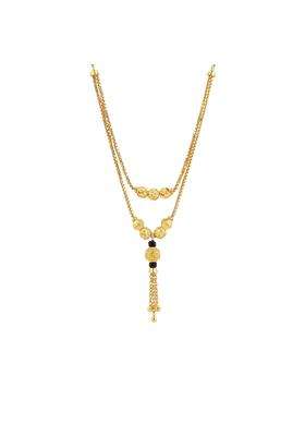 Maira 925 Sterling Silver 1 Gram Gold Plated Traditional Mangalsutra Double Chain Necklace with Black Beads