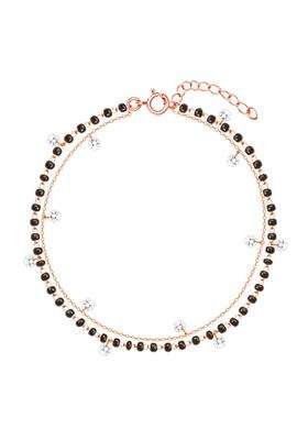 GIVA 925 Silver Rose Gold Dazzling Zircons Layered Mangalsutra Bracelet Adjustable