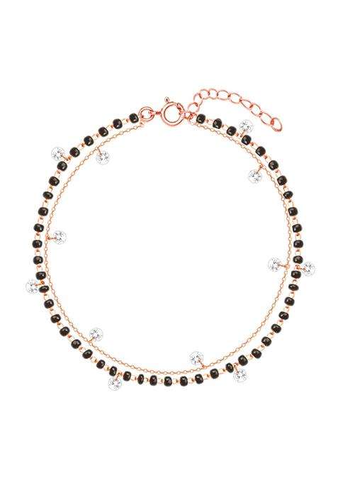 GIVA 925 Silver Rose Gold Dazzling Zircons Layered Mangalsutra Bracelet Adjustable