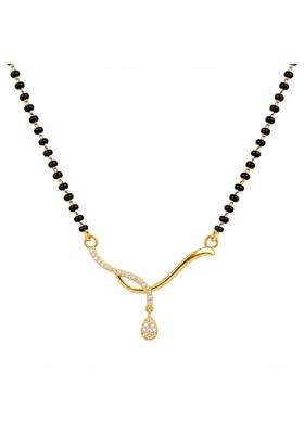 Maira 925 Sterling Pure Silver Cubic Zircon Black Beads Mangalsutra for Women