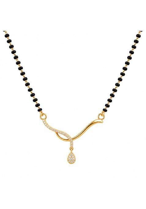 Maira 925 Sterling Pure Silver Cubic Zircon Black Beads Mangalsutra for Women
