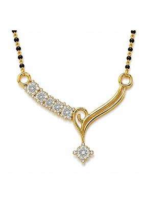 Dishis 14K 18K BIS Hallmarked Certified Yellow Gold Diamond Mangalsutra Pendant for Women Gift for Wife