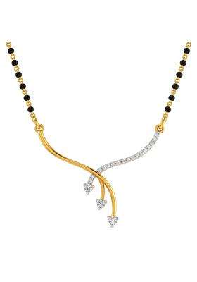 Dishis 14K 18K BIS Hallmarked Certified Yellow Gold Diamond Mangalsutra Pendant for Women Gift for Wife
