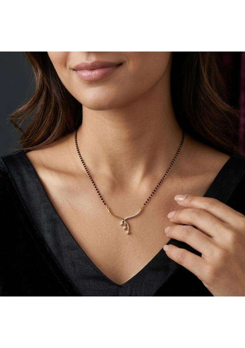 Dishis 14K 18K BIS Hallmarked Certified Yellow Gold Diamond Mangalsutra Pendant for Women Gift for Wife - Indya