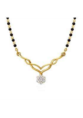 Dishis 14K 18K BIS Hallmarked Certified Yellow Gold Diamond Mangalsutra Pendant for Women Gift for Wife