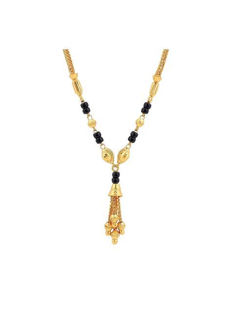Maira 1GM Micron 18K Gold Plated Hypoallergenic Black Beads Kala Mani 925 Sterling Silver Mangalsutra