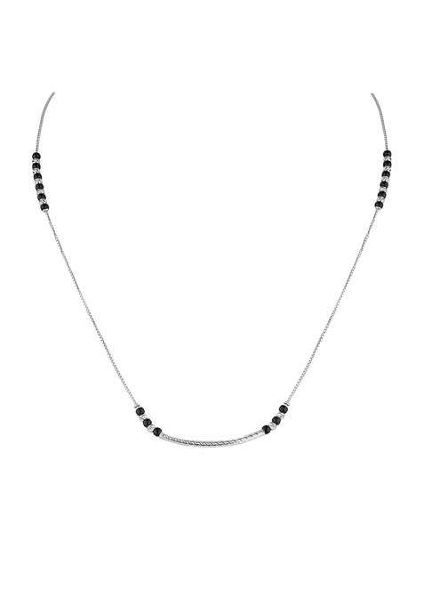 Zilgi Rose Gold and Silver Mangalsutra for Women 925 Sterling Silver CZ Diamond Pendant
