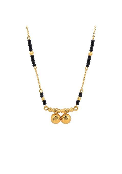 Maira 925 Sterling Silver 1 GM Micron Gold Plated Kala Mani Black Beads Vati Mangalsutra for Women