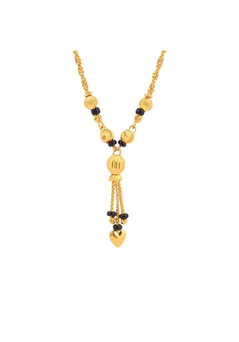 Maira Sterling Silver Gold Plated Mangalsutra Necklace with Black Beads Heart Pendant Traditional Design