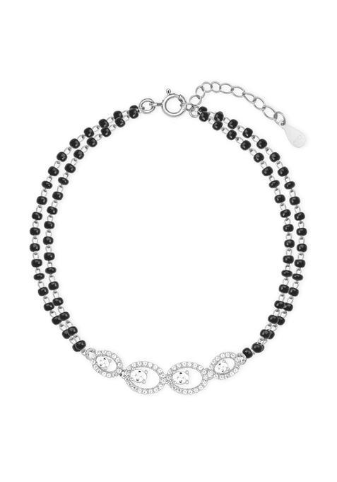 GIVA 925 Silver Black Beads Mangalsutra Bracelet Adjustable