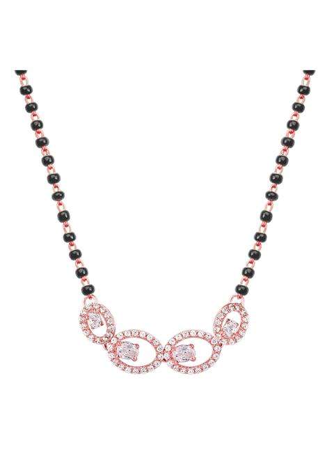 GIVA 925 Silver Rose Gold Eternal Love Mangalsutra Black Bead Necklace to Gift Women