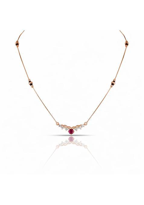 Zilgi Rose Gold and Silver Mangalsutra for Women 925 Sterling Silver CZ Diamond Pendant