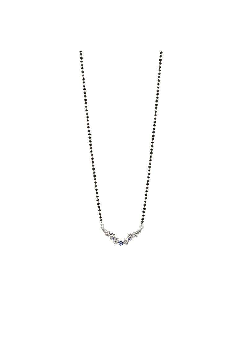 Maira 925 Sterling Silver Micron Rhodium Plated Zircon Mangalsutra for Women - Indya