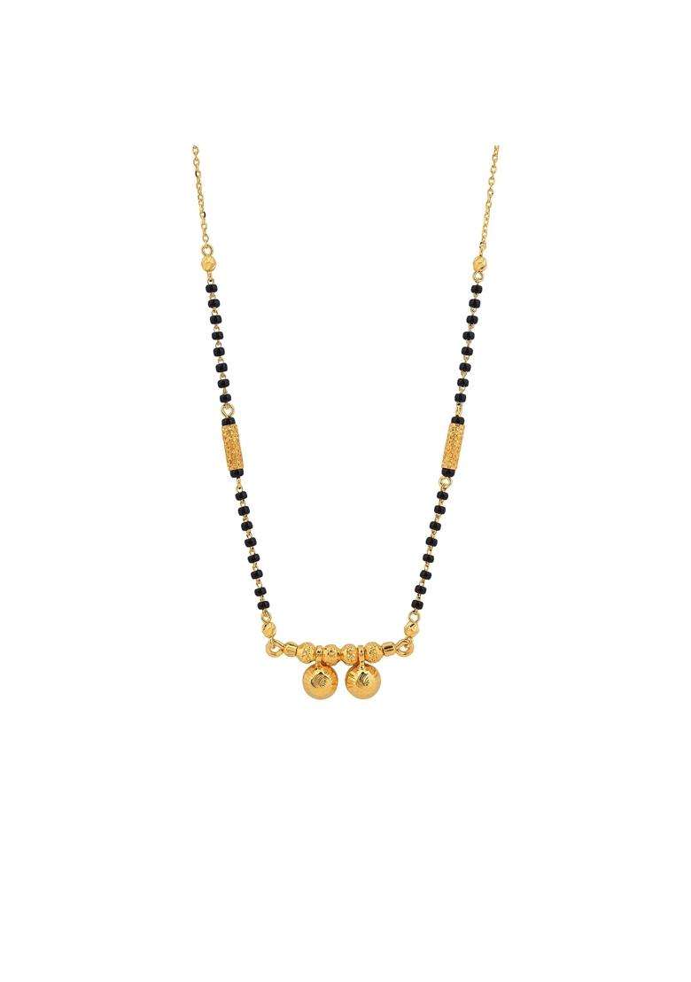 Maira 1GM Micron 18K Gold Plated Hypoallergenic Black Beads Kala Mani 925 Sterling Silver Mangalsutra - Indya