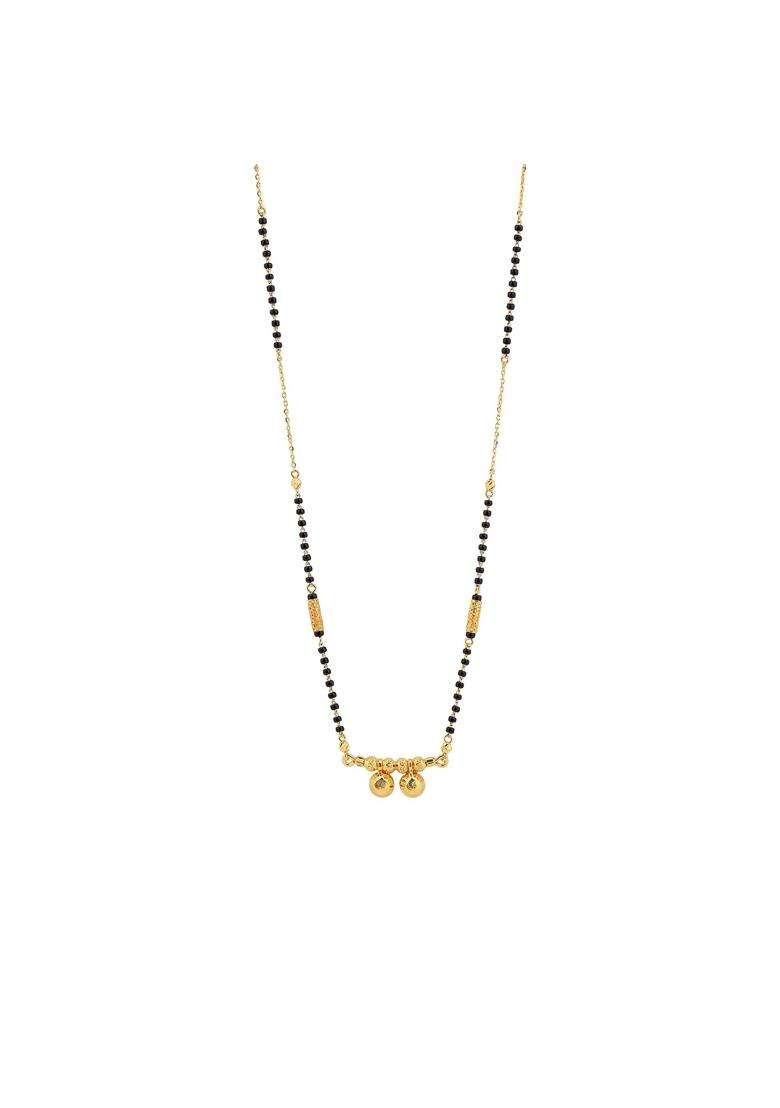 Maira 1GM Micron 18K Gold Plated Hypoallergenic Black Beads Kala Mani 925 Sterling Silver Mangalsutra - Indya