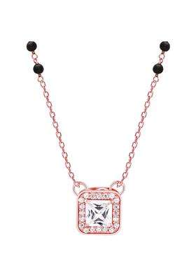 GIVA 925 Silver Rose Gold Love Square Mangalsutra Black Bead Necklace to Gift Women