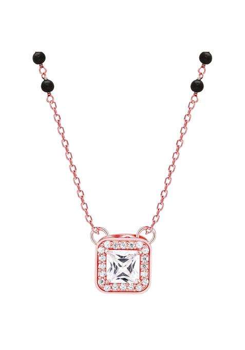 GIVA 925 Silver Rose Gold Love Square Mangalsutra Black Bead Necklace to Gift Women