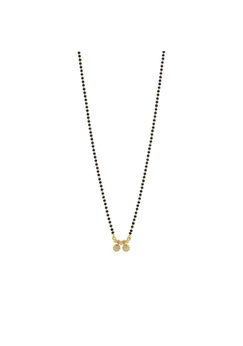 Maira 925 Sterling Silver 1 GM Gold Plated Kala Mani Black Beads Vati Mangalsutra for Women - Indya
