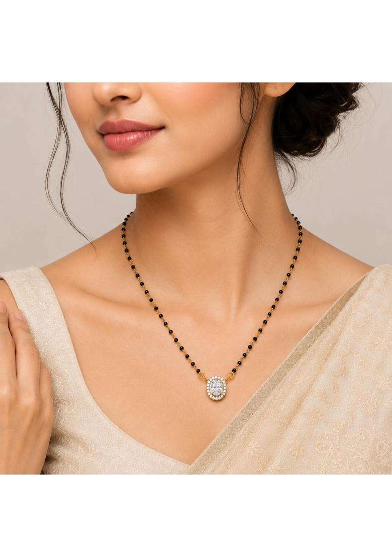 Dishis 22K 18K 14K Yellow Gold Diamond Tanmaniya Mangalsutra Pendant for Women - Indya