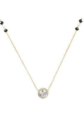 Zavya 925 Sterling Silver Solitaire Gold Plated Mangalsutra Gift for Women