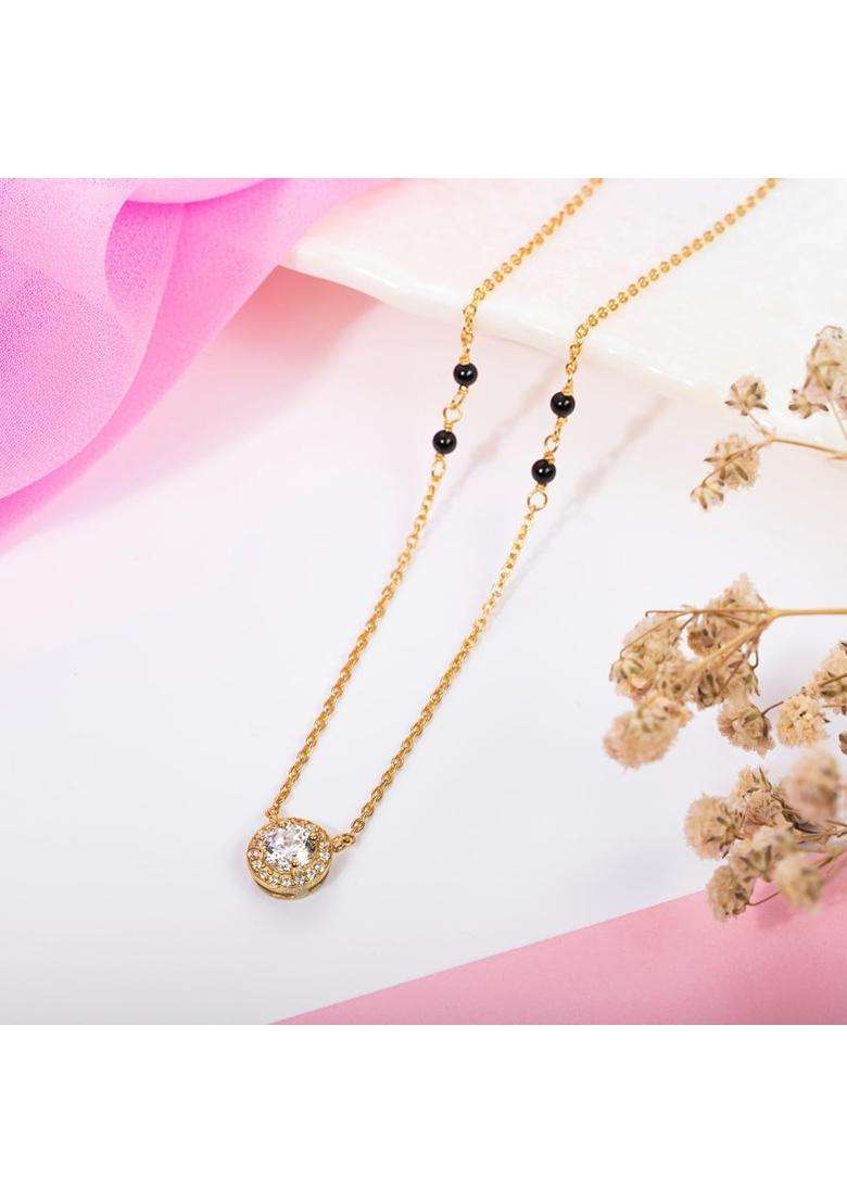 Zavya 925 Sterling Silver Solitaire Gold Plated Mangalsutra Gift for Women - Indya