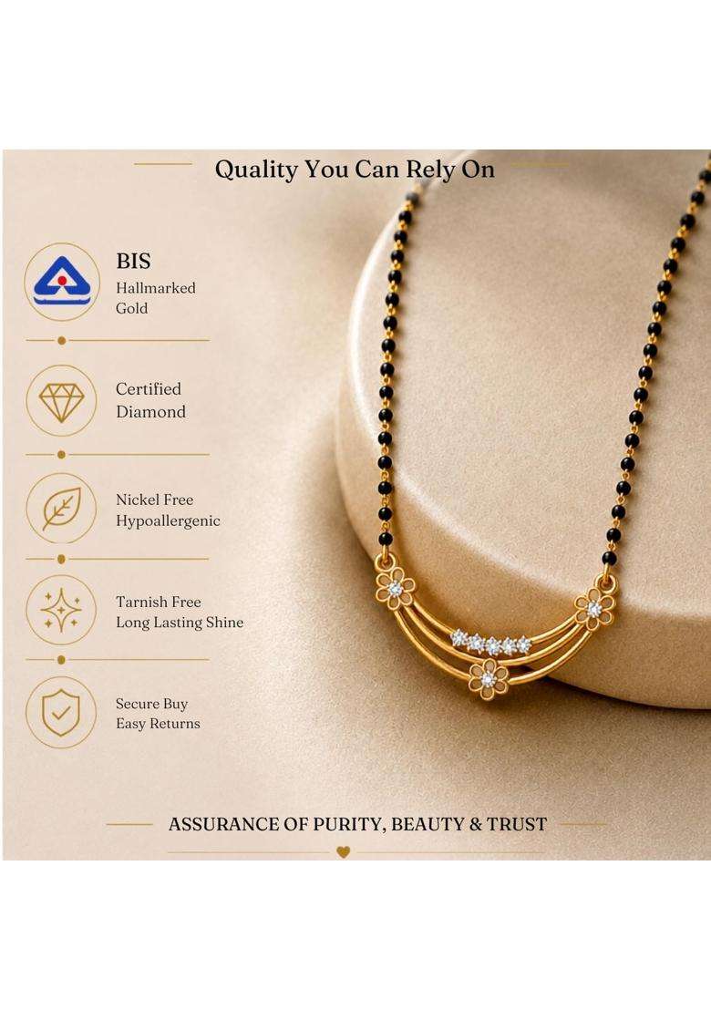 Dishis 18K 14K Yellow Gold Tanmaniya Mangalsutra Pendant for Women - Indya