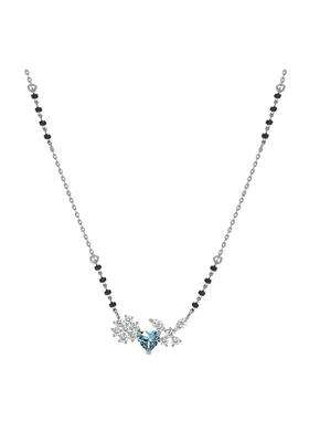 Clara 925 Sterling Silver Wamika Heart Solitaire Mangalsutra Tanmaniya Pendant with Black Beads Chain