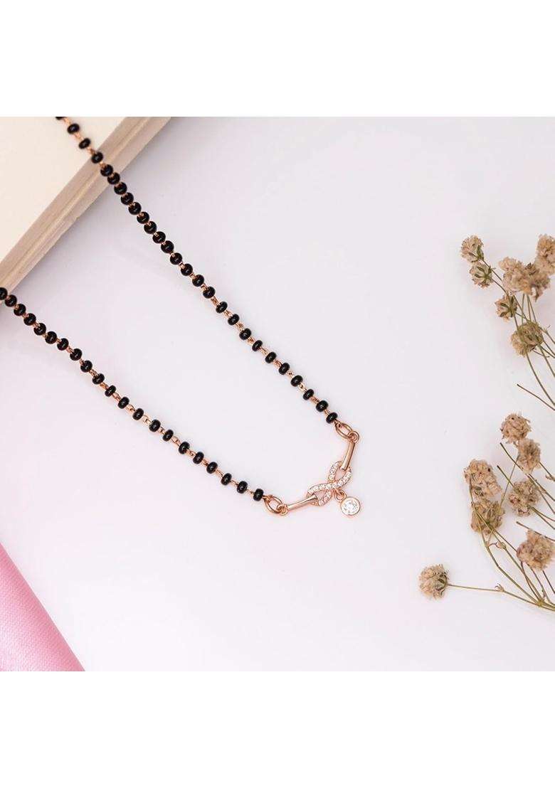 Zavya 925 Sterling Silver Infinity with CZ Rose Gold Plated Mangalsutra - Indya