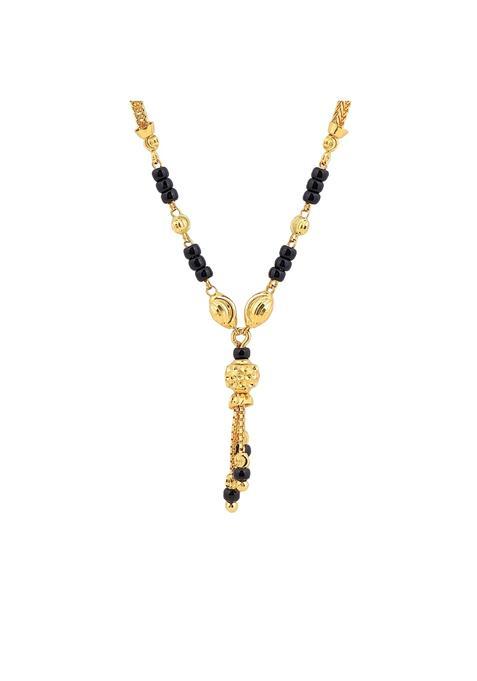 Maira 1GM Micron 925 Sterling Silver 18K Gold Plated Hypoallergenic Black Beads Kala Mani Mangalsutra