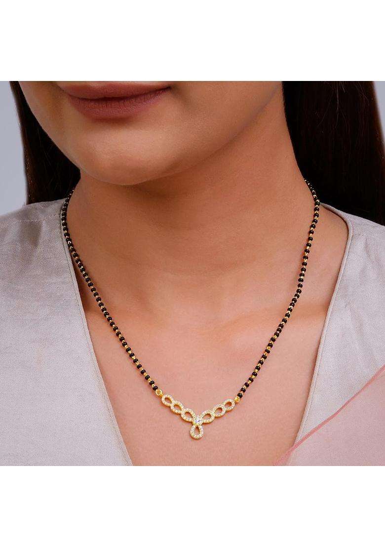 GIVA 925 Silver 18K Gold Plated Rose Gold Plated Mangalsutra Sets - Indya