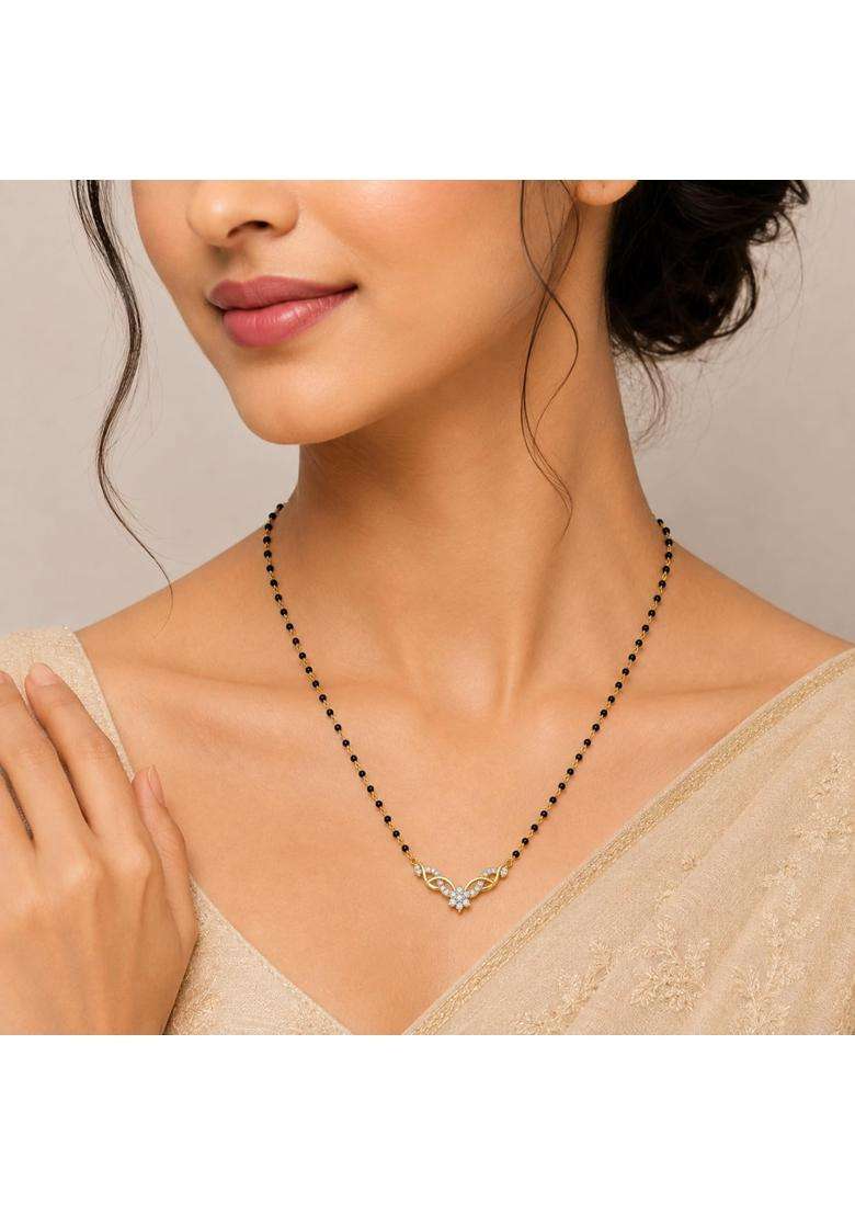 Dishis 14K 18K 22K BIS Hallmarked Certified Yellow Gold Diamond Mangalsutra Pendant for Women - Indya