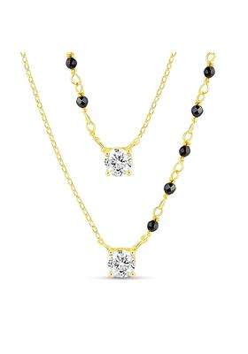 Zavya 925 Sterling Silver Mangalsutra Gold Plated Lustrous Cubic Zirconia Women Minimal Mangalsutra