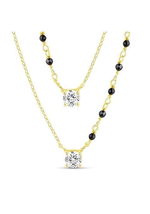 Zavya 925 Sterling Silver Mangalsutra Gold Plated Lustrous Cubic Zirconia Women Minimal Mangalsutra