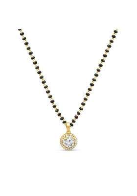 Zavya 925 Sterling Silver Solitaire Halo Gold Plated Mangalsutra