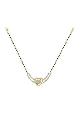 Diamtrendz Gold Plated BIS Hallmarked Pure 925 Sterling Silver Modern Mangalsutra Tanmaniya Pendant with Black