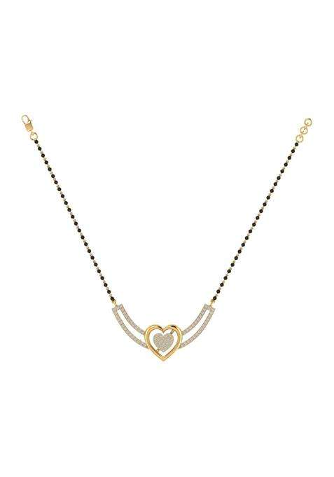 Diamtrendz Gold Plated BIS Hallmarked Pure 925 Sterling Silver Modern Mangalsutra Tanmaniya Pendant with Black