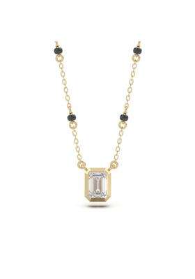 Shayn Emerald Solitaire Mangalsutra Necklace 925 Silver 18KT Gold Vermeil