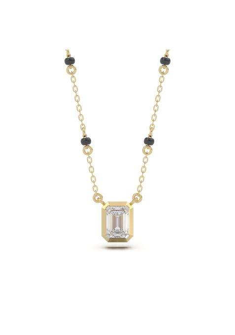 Shayn Emerald Solitaire Mangalsutra Necklace 925 Silver 18KT Gold Vermeil