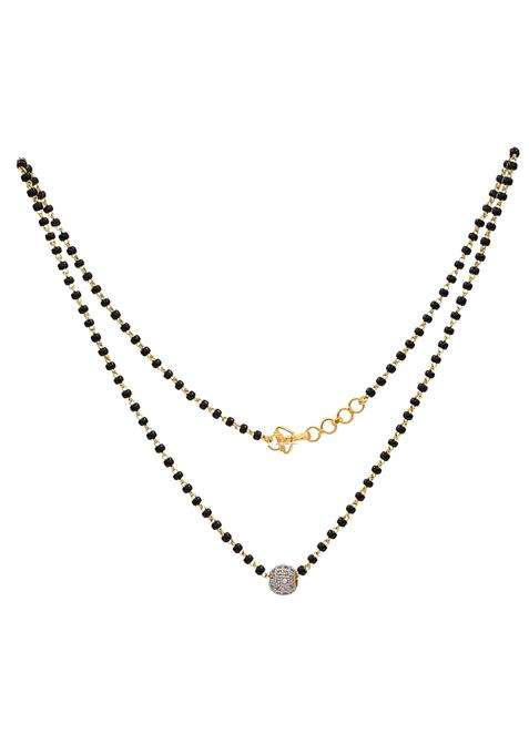 Freemen Gold Plated Mangalsutra for Women Black Beads Chain