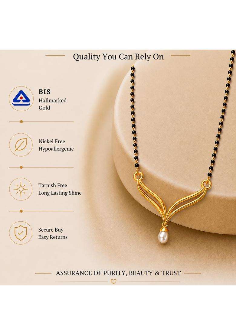 Dishis 14K 18K BIS Hallmarked Yellow Gold Mangalsutra Pendant for Women Gift for Wife - Indya