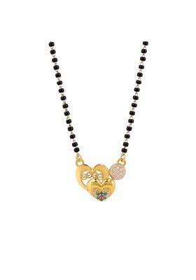 Maira 925 Sterling Silver Double Heart 1 GM Gold Plated Mangalsutra for Women