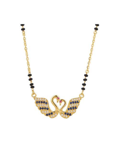 Maira Infinity 925 Sterling Silver Traditional Black Bead Micron 1GM Gold Plated Mangalsutra