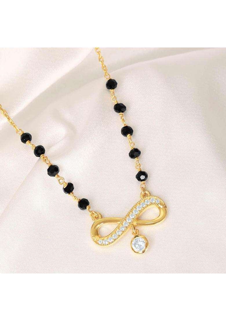 Zavya 925 Sterling Silver Timeless Infinity Gold Plated Mangalsutra - Indya