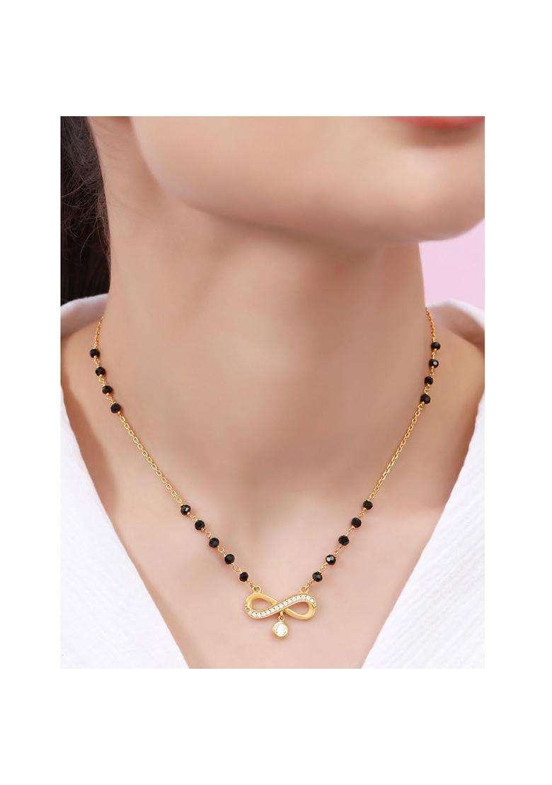 Zavya 925 Sterling Silver Timeless Infinity Gold Plated Mangalsutra - Indya