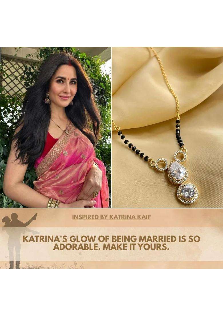 Zarkan 925 Hallmark Silver Gold Plated Mangalsutra Inspired by Katrina Kaif - Indya