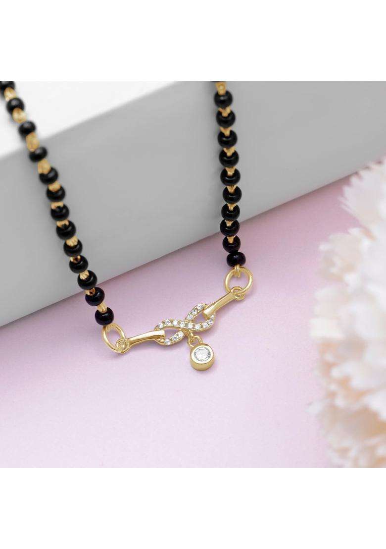 Zavya 925 Sterling Silver Infinity Beads Gold Plated Mangalsutra - Indya