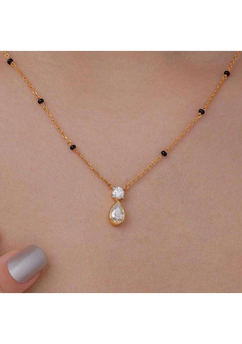 Shayn Graceful Drop Mangalsutra Necklace 925 Silver 18KT Gold Vermeil - Indya